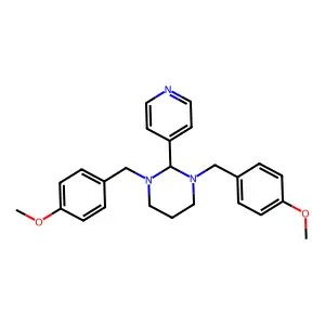 1,3-bis[(4-methoxyphenyl)methyl]-2-pyridin-4-yl-1,3-diazinane structure