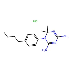 1,3,5-Triazine-2,4-diamine, 1-(4-butylphenyl)-1,6-dihydro-6,6-dimethyl-, monohydrochloride structure