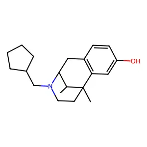 10-(cyclopentylmethyl)-1,13-dimethyl-10-azatricyclo[7.3.1.02,7]trideca-2(7),3,5-trien-4-ol structure