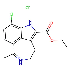 1H-Azepino(5,4,3-cd)indole-2-carboxylic acid, 3,4-dihydro-9-chloro-6-methyl-, ethyl ester, hydrochloride structure