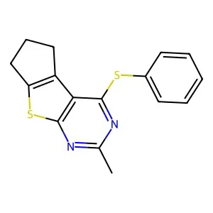 10-methyl-12-phenylsulfanyl-7-thia-9,11-diazatricyclo[6.4.0.02,6]dodeca-1(8),2(6),9,11-tetraene structure