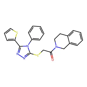 1-(3,4-dihydro-1H-isoquinolin-2-yl)-2-[(4-phenyl-5-thiophen-2-yl-1,2,4-triazol-3-yl)sulfanyl]ethanone structure