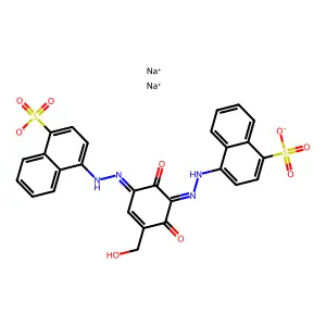 disodium4-[2-[3-(hydroxymethyl)-4,6-dioxo-5-[(4-sulfonatonaphthalen-1-yl)hydrazinylidene]cyclohex-2-en-1-ylidene]hydrazinyl]naphthalene-1-sulfonate structure