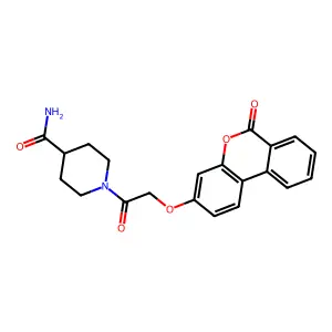 1-[2-(6-oxobenzo[c]chromen-3-yl)oxyacetyl]piperidine-4-carboxamide structure