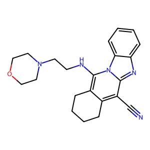 11-(2-morpholin-4-ylethylamino)-7,8,9,10-tetrahydrobenzimidazolo[1,2-b]isoquinoline-6-carbonitrile structure