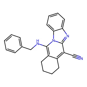 11-(benzylamino)-7,8,9,10-tetrahydrobenzimidazolo[1,2-b]isoquinoline-6-carbonitrile structure
