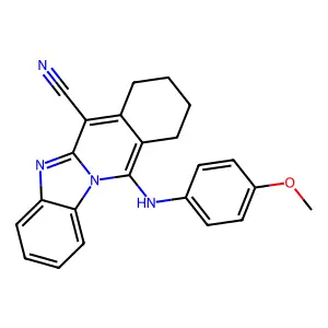11-(4-methoxyanilino)-7,8,9,10-tetrahydrobenzimidazolo[1,2-b]isoquinoline-6-carbonitrile structure