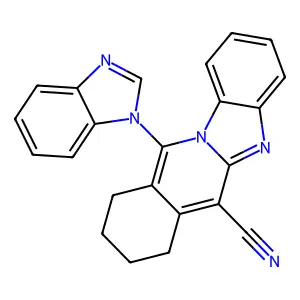 11-(benzimidazol-1-yl)-7,8,9,10-tetrahydrobenzimidazolo[1,2-b]isoquinoline-6-carbonitrile structure