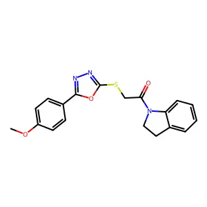1-(2,3-dihydroindol-1-yl)-2-[[5-(4-methoxyphenyl)-1,3,4-oxadiazol-2-yl]sulfanyl]ethanone structure
