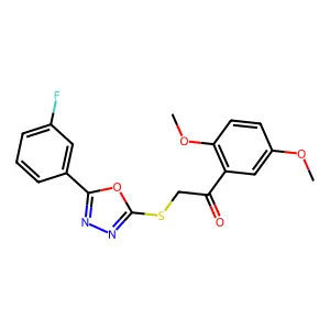 1-(2,5-dimethoxyphenyl)-2-[[5-(3-fluorophenyl)-1,3,4-oxadiazol-2-yl]sulfanyl]ethanone structure