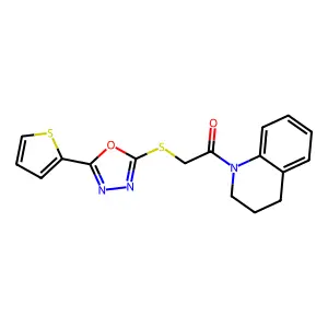 1-(3,4-dihydro-2H-quinolin-1-yl)-2-[(5-thiophen-2-yl-1,3,4-oxadiazol-2-yl)sulfanyl]ethanone structure