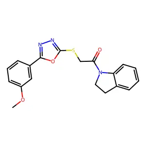 1-(2,3-dihydroindol-1-yl)-2-[[5-(3-methoxyphenyl)-1,3,4-oxadiazol-2-yl]sulfanyl]ethanone structure