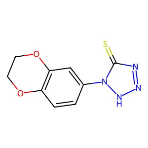 1-(2,3-dihydro-1,4-benzodioxin-6-yl)-2H-tetrazole-5-thione structure