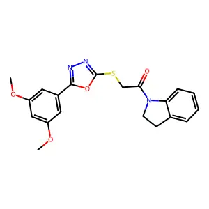1-(2,3-dihydroindol-1-yl)-2-[[5-(3,5-dimethoxyphenyl)-1,3,4-oxadiazol-2-yl]sulfanyl]ethanone structure