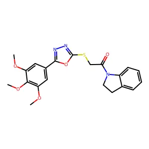 1-(2,3-dihydroindol-1-yl)-2-[[5-(3,4,5-trimethoxyphenyl)-1,3,4-oxadiazol-2-yl]sulfanyl]ethanone structure