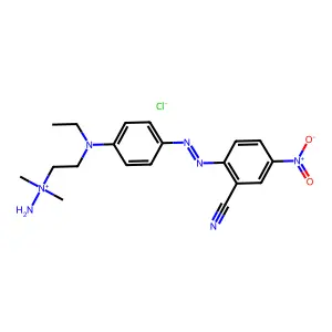 amino-[2-[4-[(2-cyano-4-nitrophenyl)diazenyl]-N-ethylanilino]ethyl]-dimethylazanium chloride structure