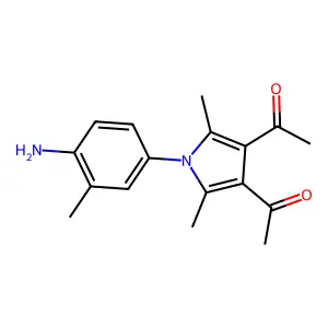 1,1'-[1-(4-amino-3-methylphenyl)-2,5-dimethyl-1H-pyrrole-3,4-diyl]diethanone structure