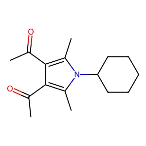 1,1'-(1-cyclohexyl-2,5-dimethyl-1H-pyrrole-3,4-diyl)diethanone structure