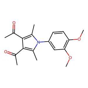 1,1'-(1-(3,4-dimethoxyphenyl)-2,5-dimethyl-1H-pyrrole-3,4-diyl)diethanone structure