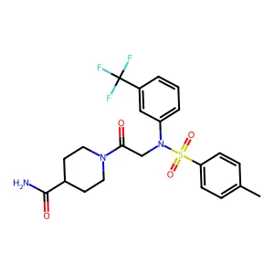 1-[2-[N-(4-methylphenyl)sulfonyl-3-(trifluoromethyl)anilino]acetyl]piperidine-4-carboxamide structure