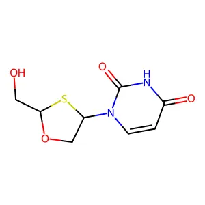 1-[(2R,4R)-2-(hydroxymethyl)-1,3-oxathiolan-4-yl]pyrimidine-2,4-dione structure