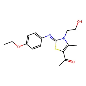 1-[2-(4-ethoxyphenyl)imino-3-(2-hydroxyethyl)-4-methyl-1,3-thiazol-5-yl]ethanone structure