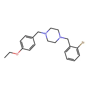 1-[(2-bromophenyl)methyl]-4-[(4-ethoxyphenyl)methyl]piperazine structure
