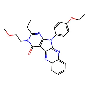 11-(4-ethoxyphenyl)-2-ethyl-3-(2-methoxyethyl)-3,11-dihydro-4H-pyrimido[5',4':4,5]pyrrolo[2,3-b]quinoxalin-4-one structure