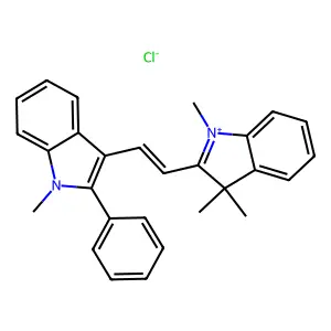 1,3,3-trimethyl-2-[2-(1-methyl-2-phenylindol-3-yl)ethenyl]indol-1-ium chloride structure