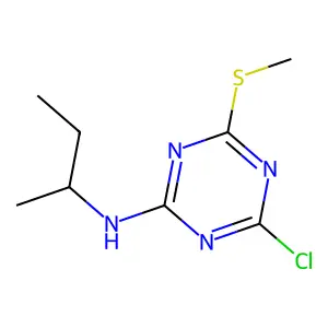 N-butan-2-yl-4-chloro-6-methylsulfanyl-1,3,5-triazin-2-amine structure