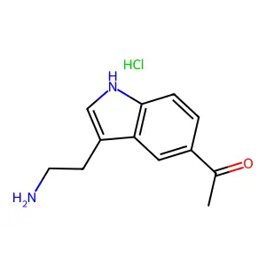 1-[3-(2-aminoethyl)-1H-indol-5-yl]ethanone;hydrochloride structure