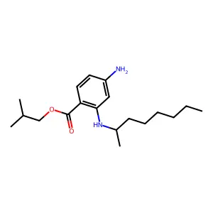 p-Aminobenzoic acid 2-(2-octylamino)-2,2-dimethylethyl ester structure