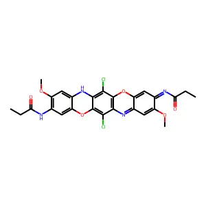 N,N'-(6,13-Dichloro-2,9-dimethoxytriphenodioxazine-3,10-diyl)bispropionamide structure