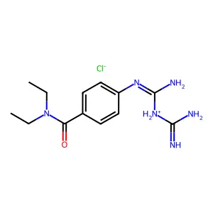 BENZAMIDE, p-(3-AMIDINOGUANIDINO)-N,N-DIETHYL-, MONOHYDROCHLORIDE structure
