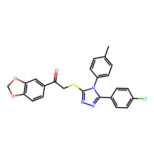1-(1,3-benzodioxol-5-yl)-2-{[5-(4-chlorophenyl)-4-(4-methylphenyl)-4H-1,2,4-triazol-3-yl]sulfanyl}ethanone structure