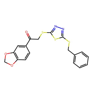 1-(1,3-benzodioxol-5-yl)-2-[(5-benzylsulfanyl-1,3,4-thiadiazol-2-yl)sulfanyl]ethanone structure