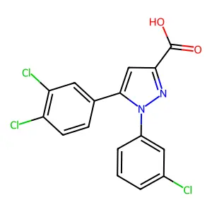 1-(3-chlorophenyl)-5-(3,4-dichlorophenyl)pyrazole-3-carboxylic acid structure