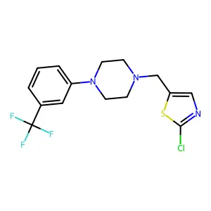 1-[(2-chloro-1,3-thiazol-5-yl)methyl]-4-[3-(trifluoromethyl)phenyl]piperazine structure