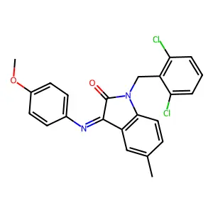 1-[(2,6-dichlorophenyl)methyl]-3-(4-methoxyphenyl)imino-5-methylindol-2-one structure
