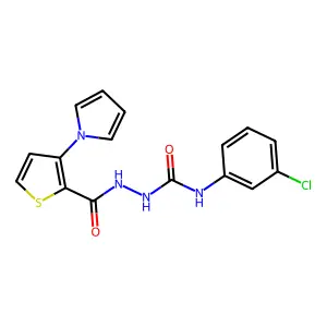 1-(3-chlorophenyl)-3-[(3-pyrrol-1-ylthiophene-2-carbonyl)amino]urea structure