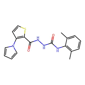 1-(2,6-dimethylphenyl)-3-[(3-pyrrol-1-ylthiophene-2-carbonyl)amino]urea structure