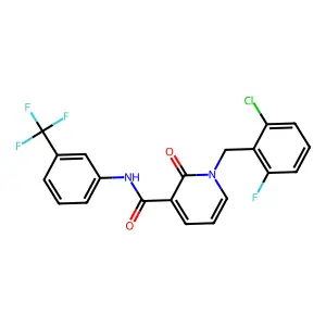 1-[(2-chloro-6-fluorophenyl)methyl]-2-oxo-N-[3-(trifluoromethyl)phenyl]pyridine-3-carboxamide structure