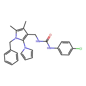 1-[(1-benzyl-4,5-dimethyl-2-pyrrol-1-ylpyrrol-3-yl)methyl]-3-(4-chlorophenyl)urea structure