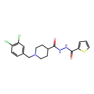 1-[(3,4-dichlorophenyl)methyl]-N'-(thiophene-2-carbonyl)piperidine-4-carbohydrazide structure