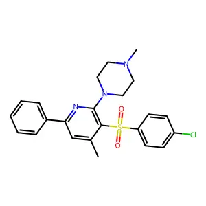 1-[3-(4-chlorophenyl)sulfonyl-4-methyl-6-phenyl-2-pyridinyl]-4-methylpiperazine structure
