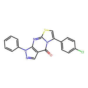 12-(4-chlorophenyl)-6-phenyl-10-thia-1,5,6,8-tetrazatricyclo[7.3.0.03,7]dodeca-3(7),4,8,11-tetraen-2-one structure
