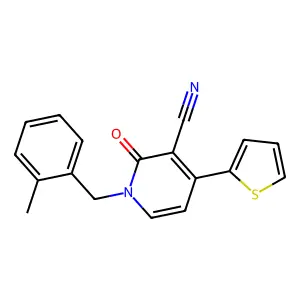 1-[(2-methylphenyl)methyl]-2-oxo-4-thiophen-2-ylpyridine-3-carbonitrile structure