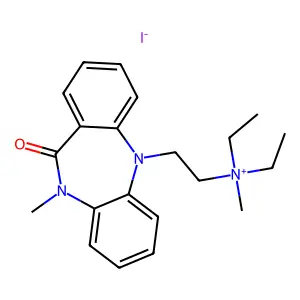 diethyl-methyl-[2-(5-methyl-6-oxobenzo[b][1,4]benzodiazepin-11-yl)ethyl]azanium iodide structure