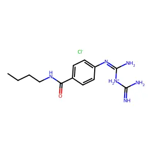 BENZAMIDE, p-(3-AMIDINOGUANIDINO)-N-BUTYL-, MONOHYDROCHLORIDE structure