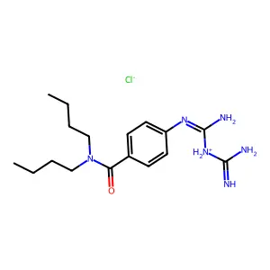 BENZAMIDE, p-(3-AMIDINOGUANIDINO)-N,N-DIBUTYL-, MONOHYDROCHLORIDE structure